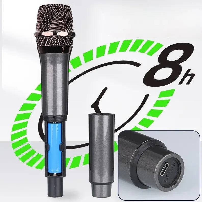 Bộ 2 Micro Không Dây Pin Sạc Xám
